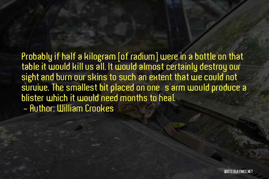 William Crookes Quotes: Probably If Half A Kilogram [of Radium] Were In A Bottle On That Table It Would Kill Us All. It