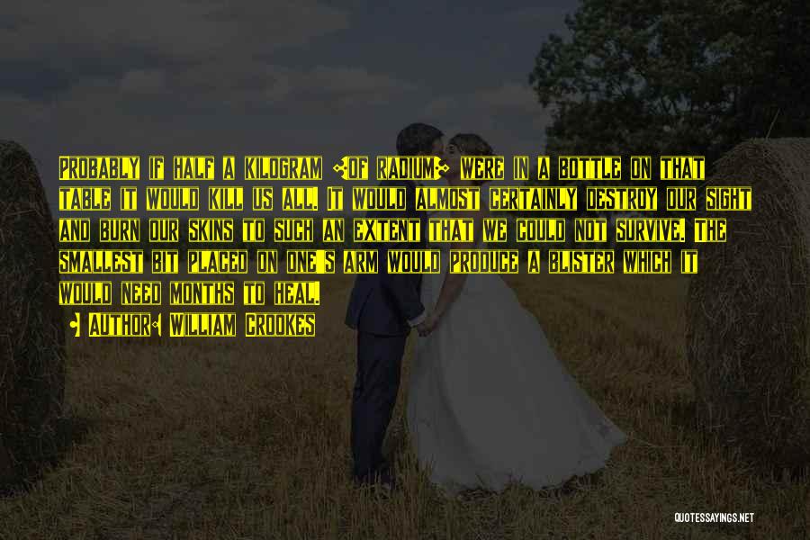 William Crookes Quotes: Probably If Half A Kilogram [of Radium] Were In A Bottle On That Table It Would Kill Us All. It