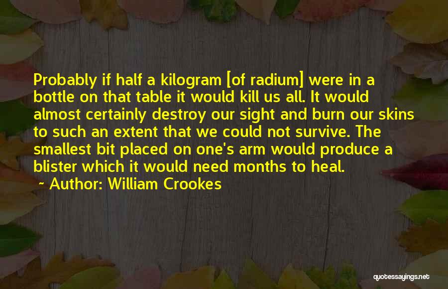William Crookes Quotes: Probably If Half A Kilogram [of Radium] Were In A Bottle On That Table It Would Kill Us All. It