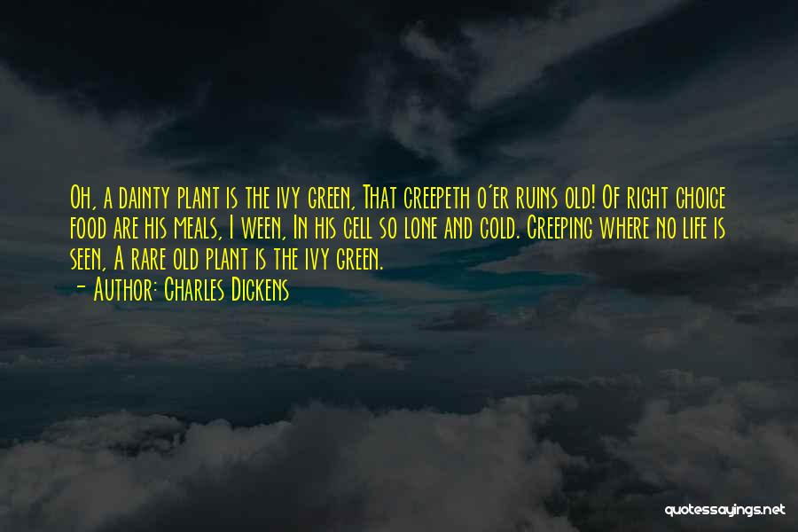 Charles Dickens Quotes: Oh, A Dainty Plant Is The Ivy Green, That Creepeth O'er Ruins Old! Of Right Choice Food Are His Meals,