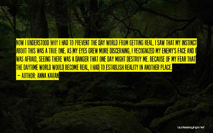 Anna Kavan Quotes: Now I Understood Why I Had To Prevent The Day World From Getting Real. I Saw That My Instinct About