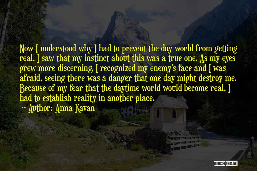 Anna Kavan Quotes: Now I Understood Why I Had To Prevent The Day World From Getting Real. I Saw That My Instinct About