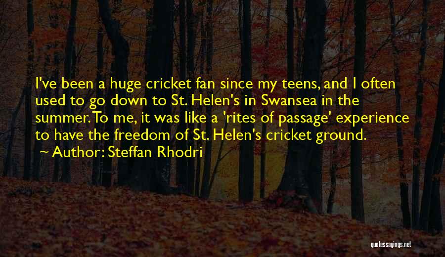 Steffan Rhodri Quotes: I've Been A Huge Cricket Fan Since My Teens, And I Often Used To Go Down To St. Helen's In