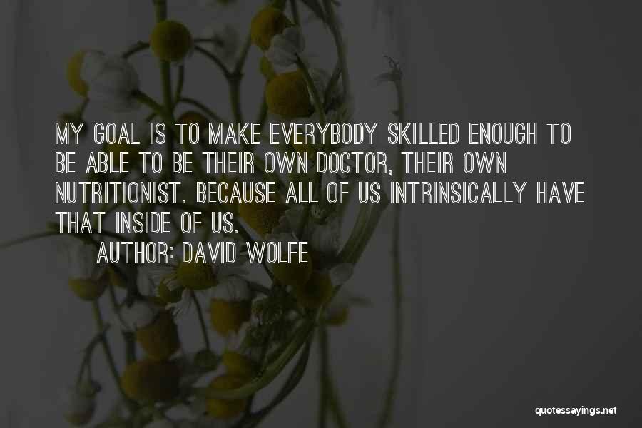 David Wolfe Quotes: My Goal Is To Make Everybody Skilled Enough To Be Able To Be Their Own Doctor, Their Own Nutritionist. Because