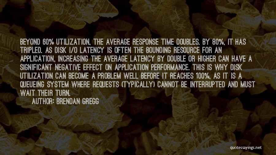 Brendan Gregg Quotes: Beyond 60% Utilization, The Average Response Time Doubles. By 80%, It Has Tripled. As Disk I/o Latency Is Often The