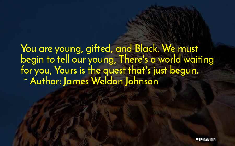 James Weldon Johnson Quotes: You Are Young, Gifted, And Black. We Must Begin To Tell Our Young, There's A World Waiting For You, Yours