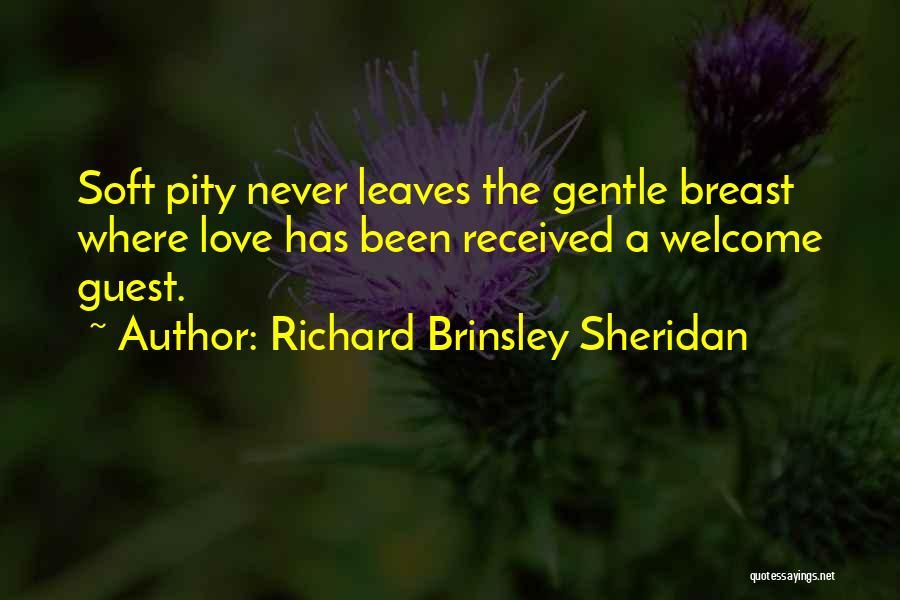Richard Brinsley Sheridan Quotes: Soft Pity Never Leaves The Gentle Breast Where Love Has Been Received A Welcome Guest.