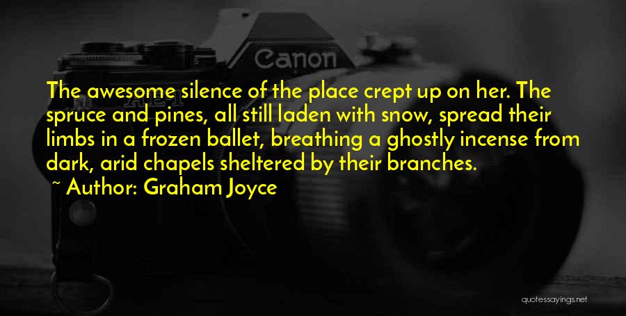 Graham Joyce Quotes: The Awesome Silence Of The Place Crept Up On Her. The Spruce And Pines, All Still Laden With Snow, Spread