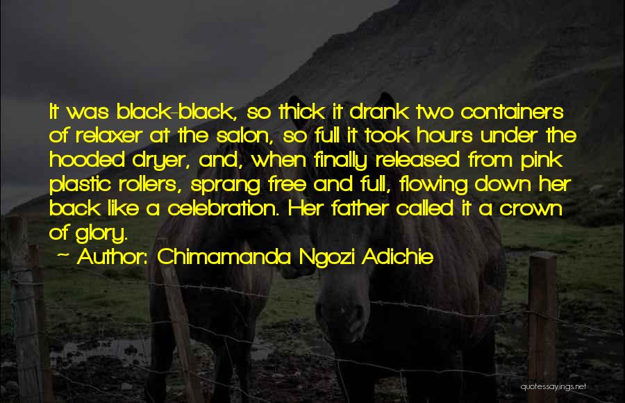 Chimamanda Ngozi Adichie Quotes: It Was Black-black, So Thick It Drank Two Containers Of Relaxer At The Salon, So Full It Took Hours Under