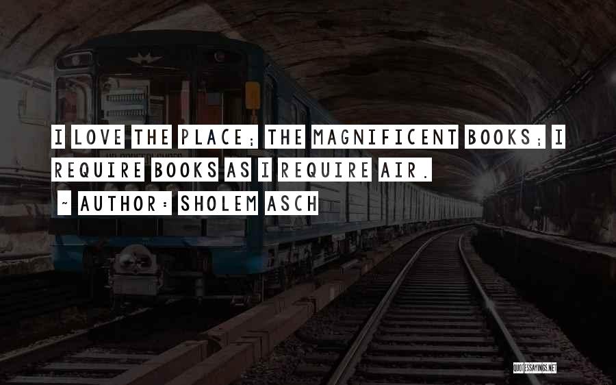 Sholem Asch Quotes: I Love The Place; The Magnificent Books; I Require Books As I Require Air.