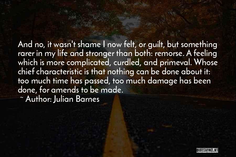 Julian Barnes Quotes: And No, It Wasn't Shame I Now Felt, Or Guilt, But Something Rarer In My Life And Stronger Than Both: