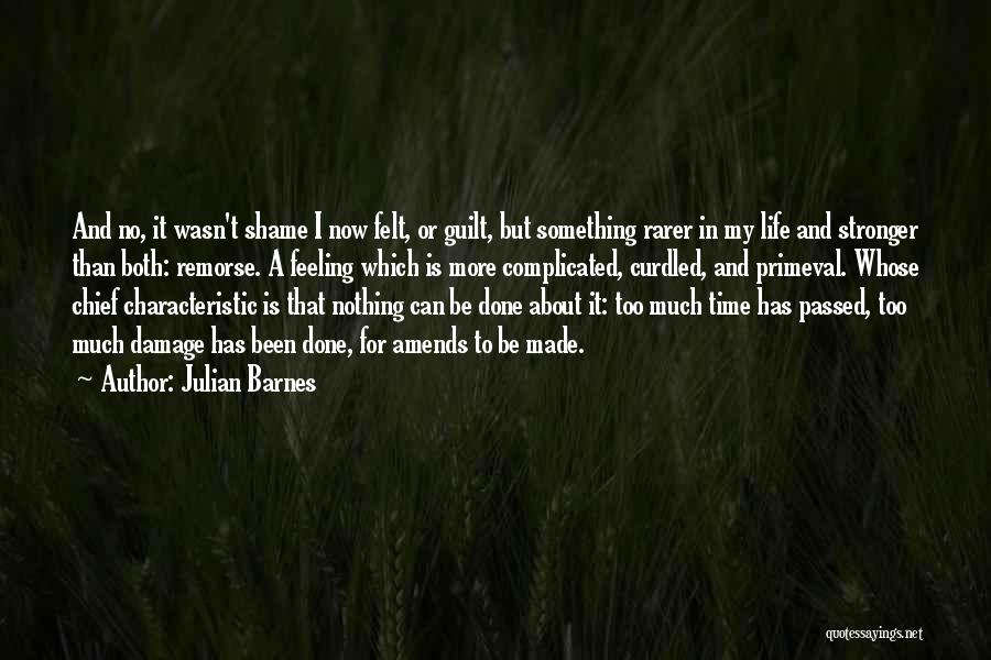 Julian Barnes Quotes: And No, It Wasn't Shame I Now Felt, Or Guilt, But Something Rarer In My Life And Stronger Than Both: