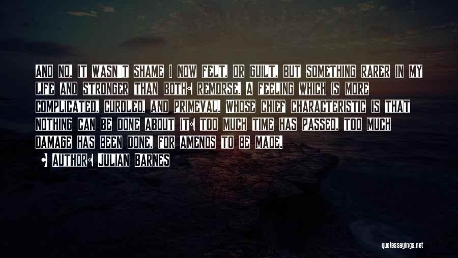 Julian Barnes Quotes: And No, It Wasn't Shame I Now Felt, Or Guilt, But Something Rarer In My Life And Stronger Than Both: