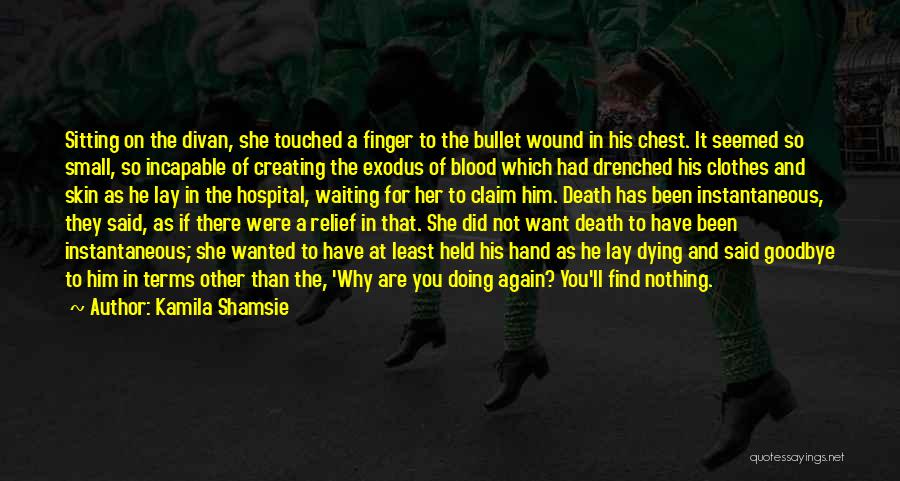 Kamila Shamsie Quotes: Sitting On The Divan, She Touched A Finger To The Bullet Wound In His Chest. It Seemed So Small, So