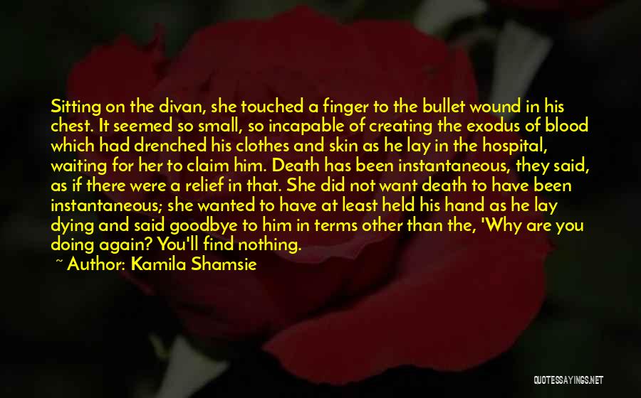 Kamila Shamsie Quotes: Sitting On The Divan, She Touched A Finger To The Bullet Wound In His Chest. It Seemed So Small, So