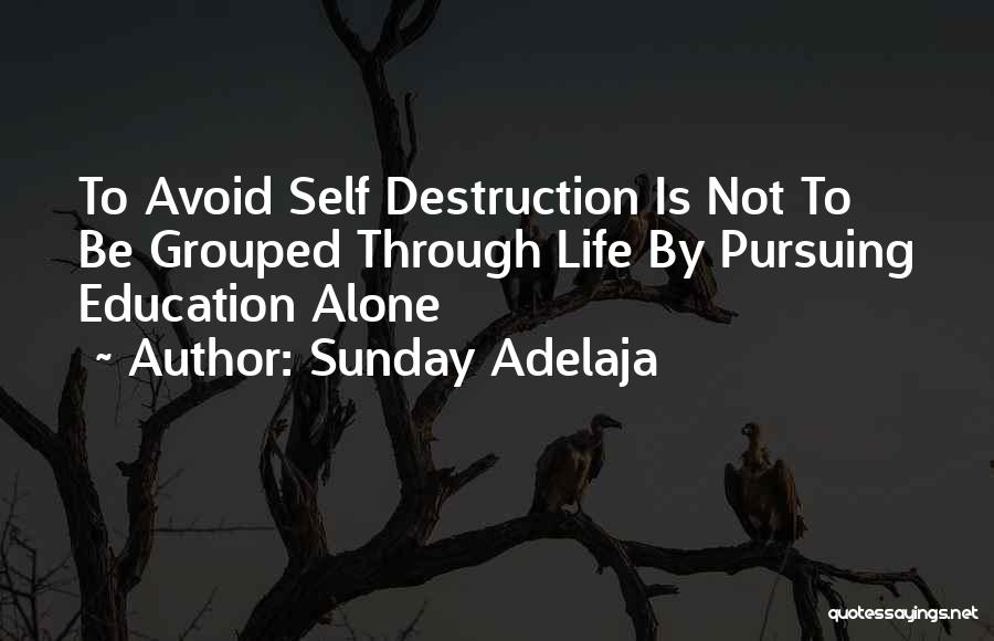 Sunday Adelaja Quotes: To Avoid Self Destruction Is Not To Be Grouped Through Life By Pursuing Education Alone