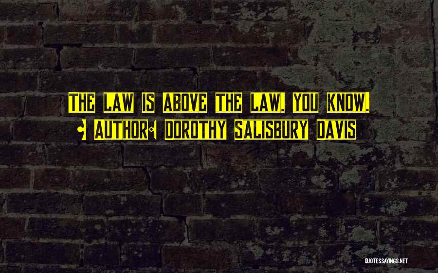 Dorothy Salisbury Davis Quotes: The Law Is Above The Law, You Know.
