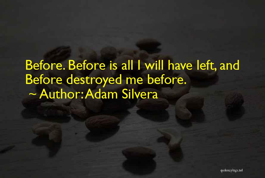 Adam Silvera Quotes: Before. Before Is All I Will Have Left, And Before Destroyed Me Before.