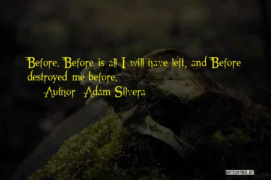 Adam Silvera Quotes: Before. Before Is All I Will Have Left, And Before Destroyed Me Before.