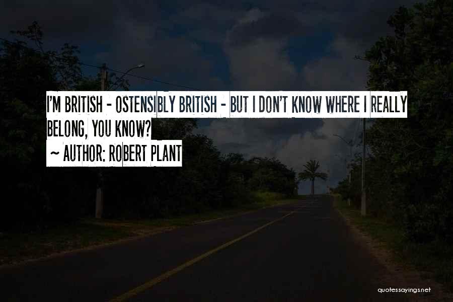 Robert Plant Quotes: I'm British - Ostensibly British - But I Don't Know Where I Really Belong, You Know?