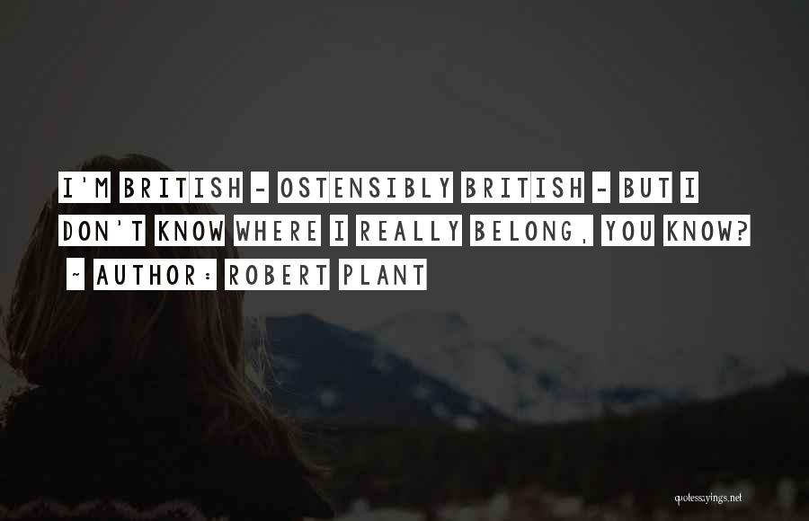 Robert Plant Quotes: I'm British - Ostensibly British - But I Don't Know Where I Really Belong, You Know?