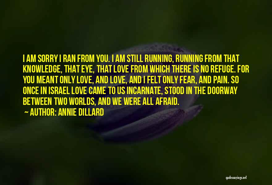 Annie Dillard Quotes: I Am Sorry I Ran From You. I Am Still Running, Running From That Knowledge, That Eye, That Love From