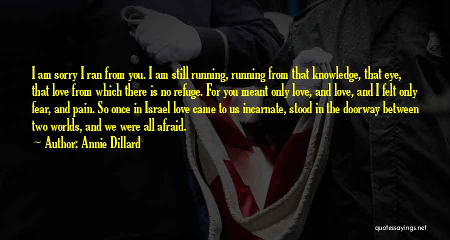 Annie Dillard Quotes: I Am Sorry I Ran From You. I Am Still Running, Running From That Knowledge, That Eye, That Love From