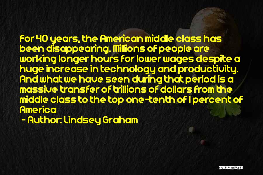 Lindsey Graham Quotes: For 40 Years, The American Middle Class Has Been Disappearing. Millions Of People Are Working Longer Hours For Lower Wages