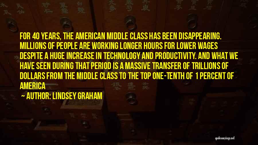 Lindsey Graham Quotes: For 40 Years, The American Middle Class Has Been Disappearing. Millions Of People Are Working Longer Hours For Lower Wages