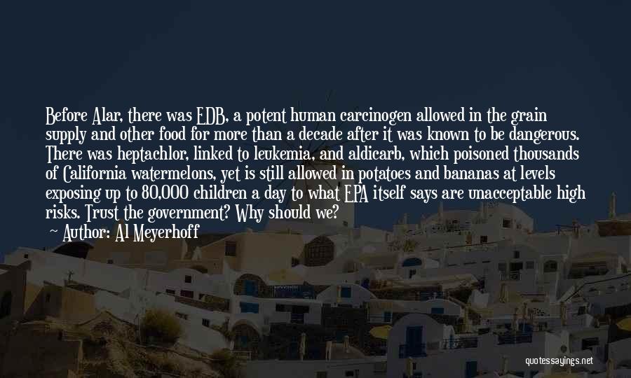 Al Meyerhoff Quotes: Before Alar, There Was Edb, A Potent Human Carcinogen Allowed In The Grain Supply And Other Food For More Than