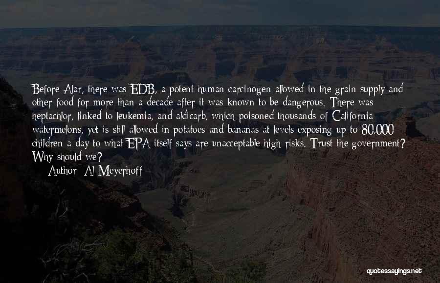 Al Meyerhoff Quotes: Before Alar, There Was Edb, A Potent Human Carcinogen Allowed In The Grain Supply And Other Food For More Than