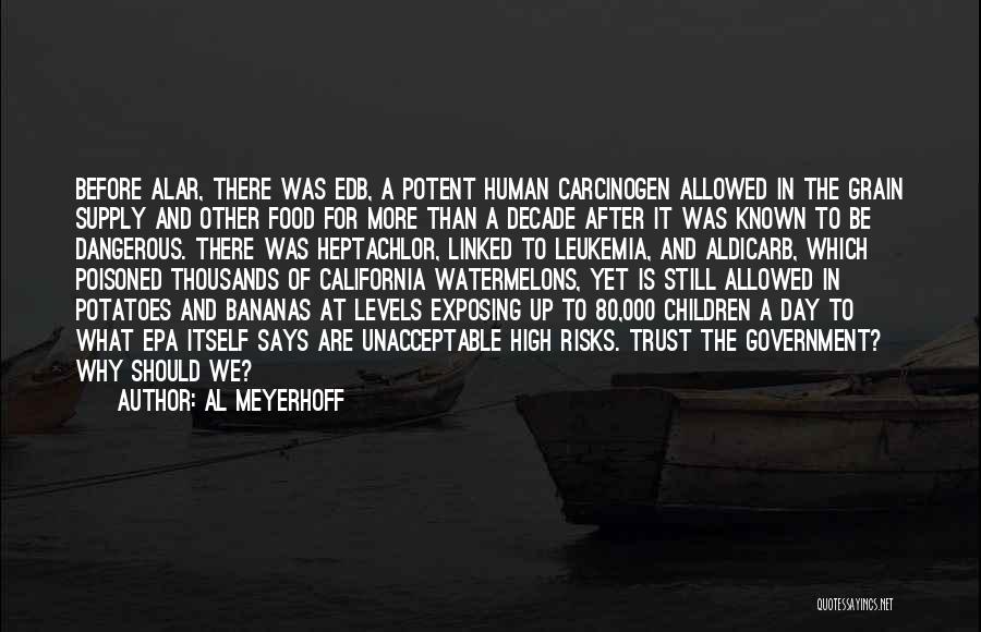 Al Meyerhoff Quotes: Before Alar, There Was Edb, A Potent Human Carcinogen Allowed In The Grain Supply And Other Food For More Than