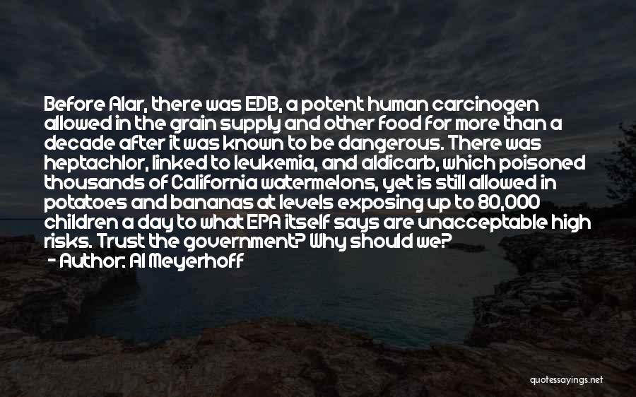 Al Meyerhoff Quotes: Before Alar, There Was Edb, A Potent Human Carcinogen Allowed In The Grain Supply And Other Food For More Than