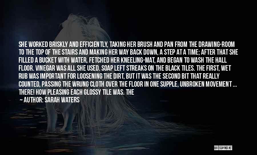 Sarah Waters Quotes: She Worked Briskly And Efficiently, Taking Her Brush And Pan From The Drawing-room To The Top Of The Stairs And