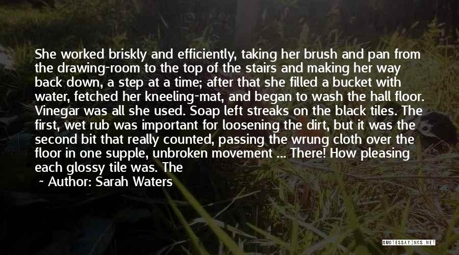 Sarah Waters Quotes: She Worked Briskly And Efficiently, Taking Her Brush And Pan From The Drawing-room To The Top Of The Stairs And