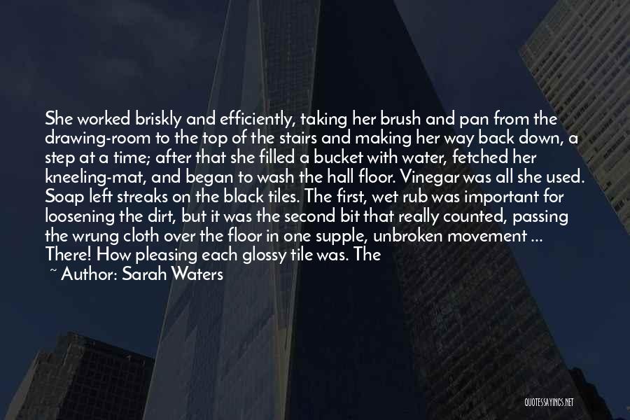 Sarah Waters Quotes: She Worked Briskly And Efficiently, Taking Her Brush And Pan From The Drawing-room To The Top Of The Stairs And
