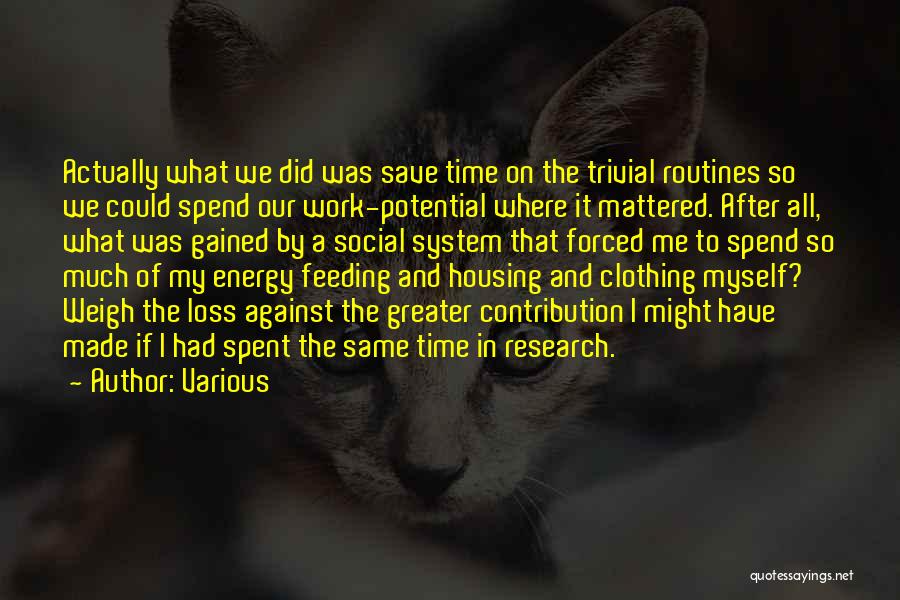 Various Quotes: Actually What We Did Was Save Time On The Trivial Routines So We Could Spend Our Work-potential Where It Mattered.