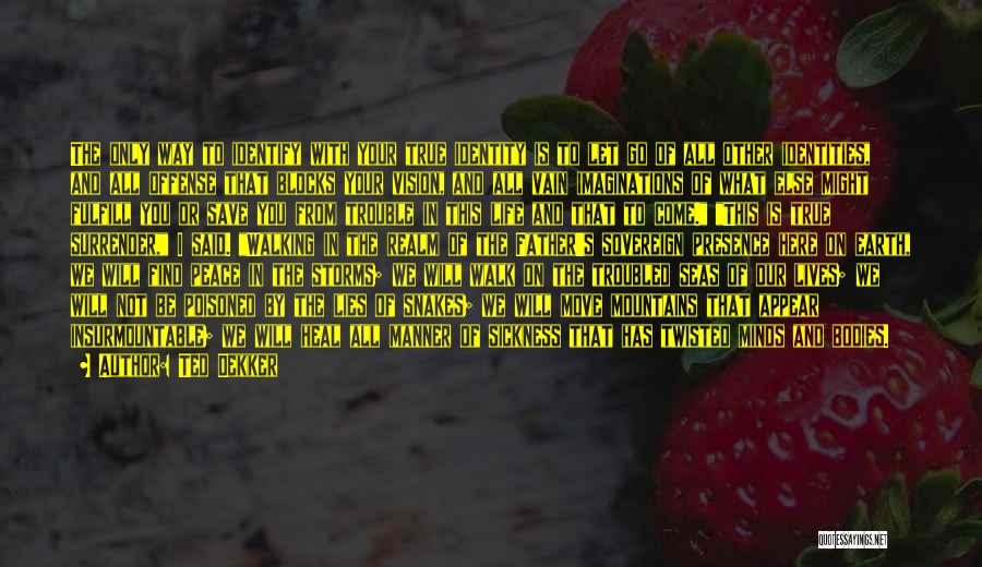 Ted Dekker Quotes: The Only Way To Identify With Your True Identity Is To Let Go Of All Other Identities, And All Offense
