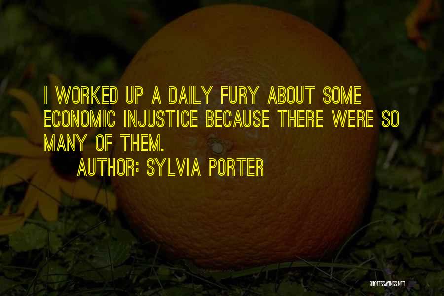 Sylvia Porter Quotes: I Worked Up A Daily Fury About Some Economic Injustice Because There Were So Many Of Them.