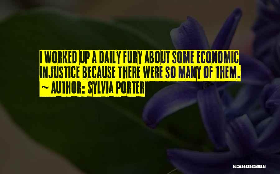 Sylvia Porter Quotes: I Worked Up A Daily Fury About Some Economic Injustice Because There Were So Many Of Them.