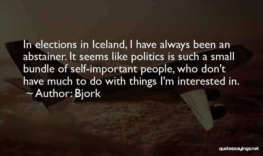Bjork Quotes: In Elections In Iceland, I Have Always Been An Abstainer. It Seems Like Politics Is Such A Small Bundle Of