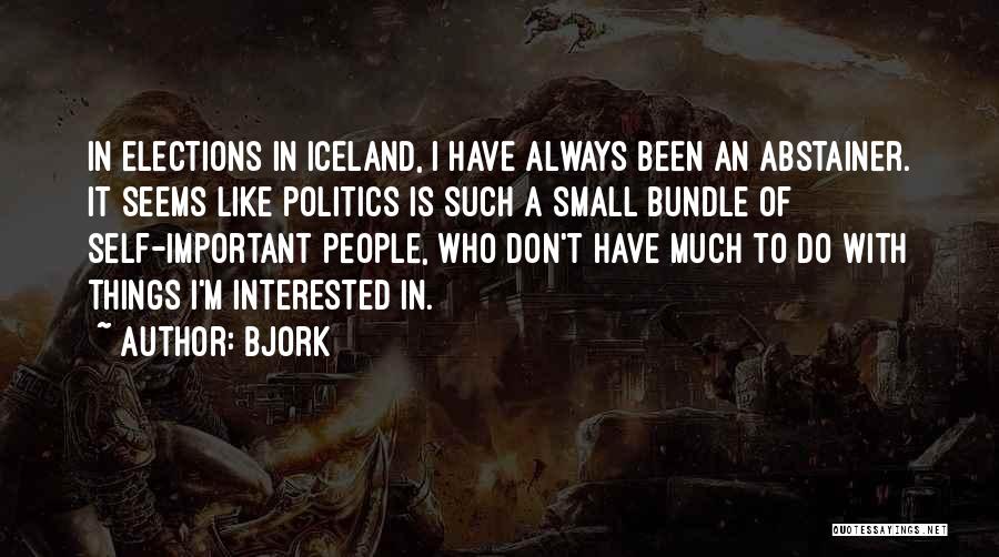 Bjork Quotes: In Elections In Iceland, I Have Always Been An Abstainer. It Seems Like Politics Is Such A Small Bundle Of