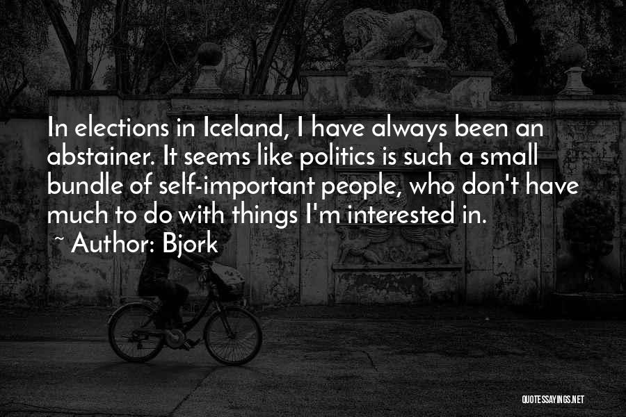 Bjork Quotes: In Elections In Iceland, I Have Always Been An Abstainer. It Seems Like Politics Is Such A Small Bundle Of