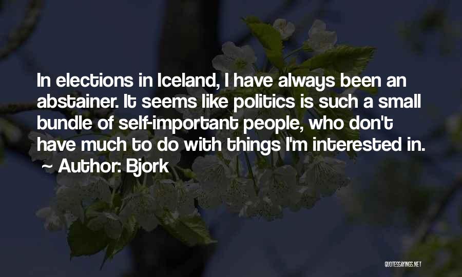 Bjork Quotes: In Elections In Iceland, I Have Always Been An Abstainer. It Seems Like Politics Is Such A Small Bundle Of