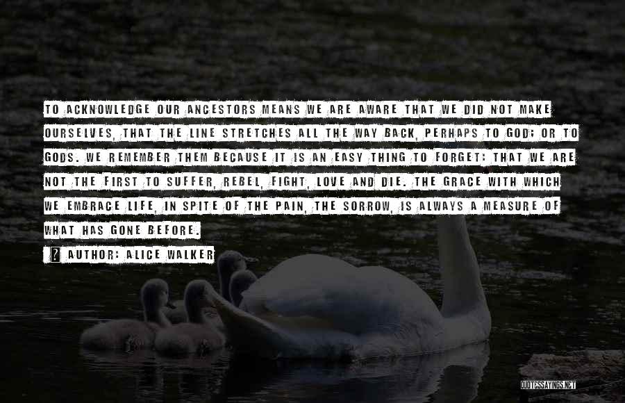 Alice Walker Quotes: To Acknowledge Our Ancestors Means We Are Aware That We Did Not Make Ourselves, That The Line Stretches All The