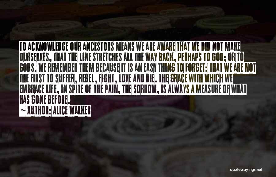 Alice Walker Quotes: To Acknowledge Our Ancestors Means We Are Aware That We Did Not Make Ourselves, That The Line Stretches All The