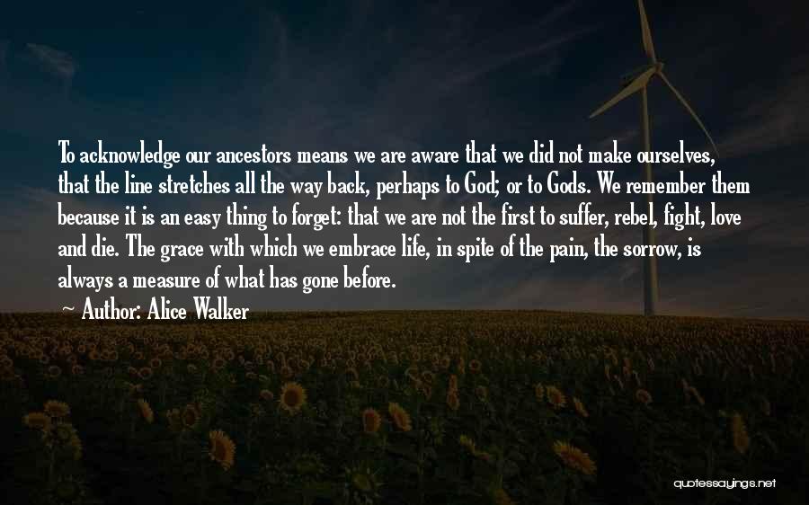 Alice Walker Quotes: To Acknowledge Our Ancestors Means We Are Aware That We Did Not Make Ourselves, That The Line Stretches All The