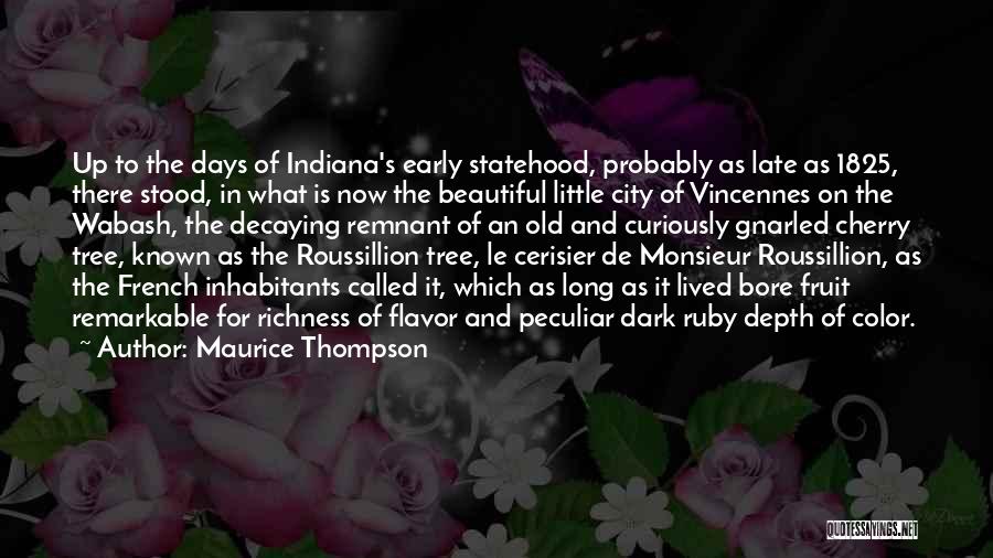 Maurice Thompson Quotes: Up To The Days Of Indiana's Early Statehood, Probably As Late As 1825, There Stood, In What Is Now The