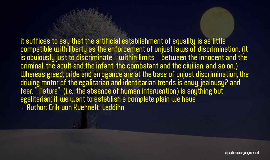 Erik Von Kuehnelt-Leddihn Quotes: It Suffices To Say That The Artificial Establishment Of Equality Is As Little Compatible With Liberty As The Enforcement Of