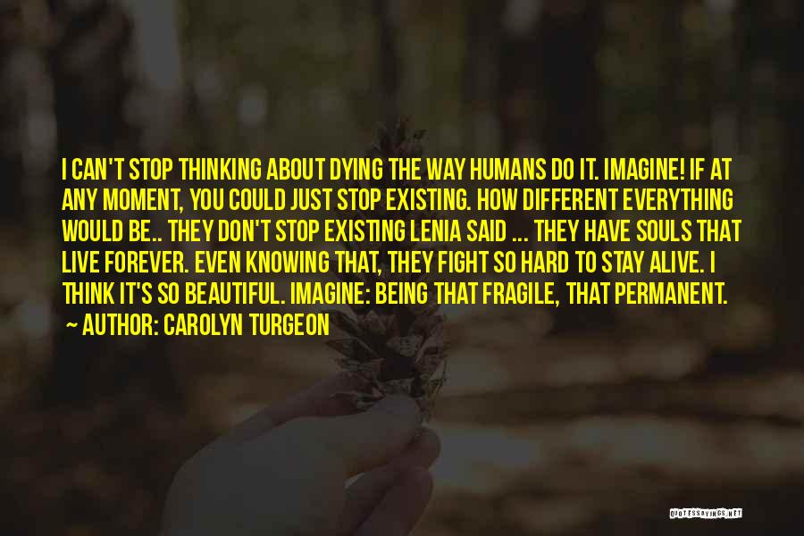 Carolyn Turgeon Quotes: I Can't Stop Thinking About Dying The Way Humans Do It. Imagine! If At Any Moment, You Could Just Stop
